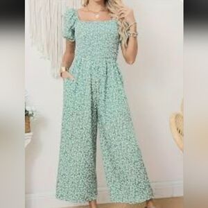 Pie In The Sky Cottagecore Mint Jumpsuit